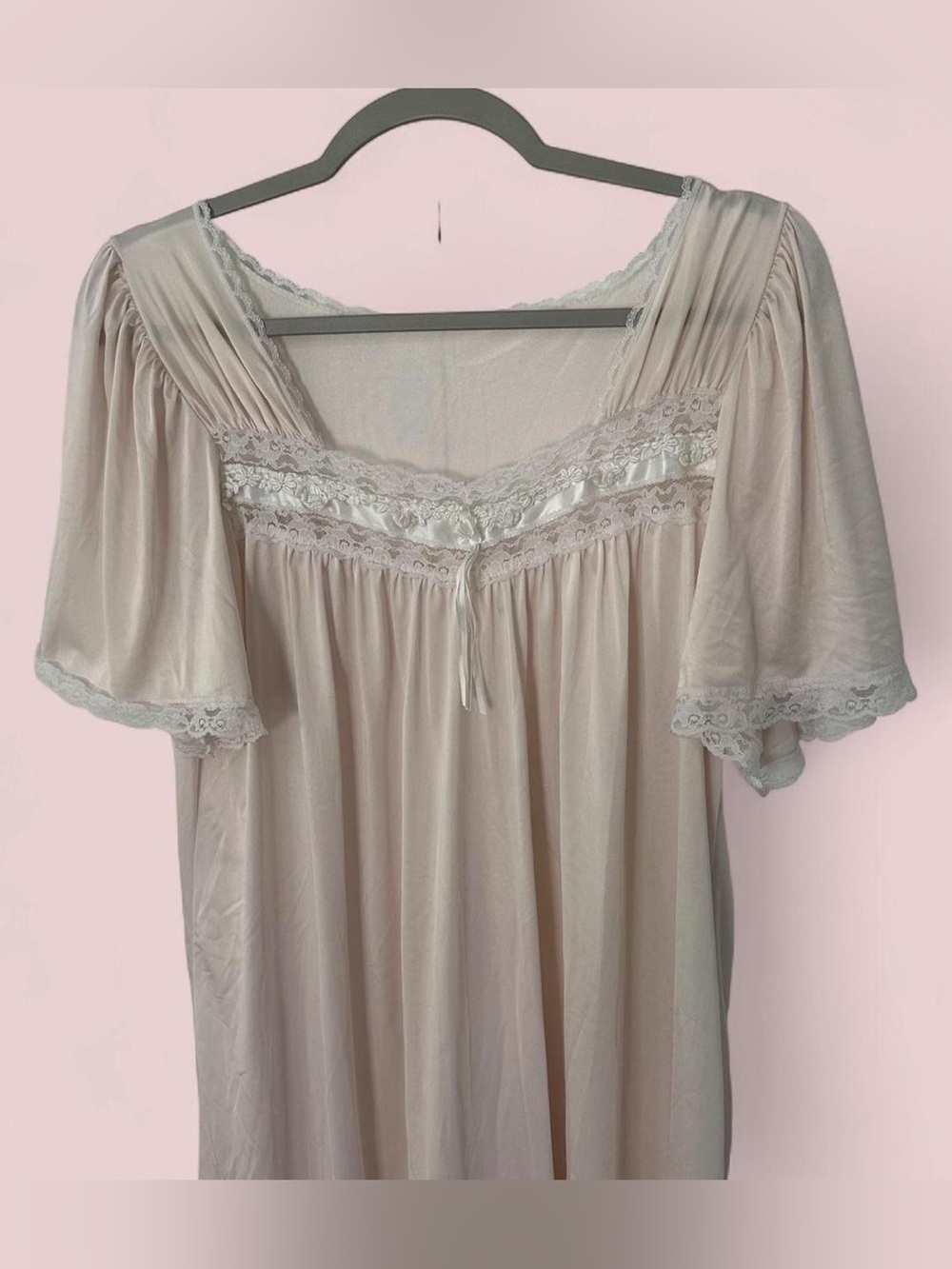 Vintage Blush Pink Cottagecore Lace Nightgown
